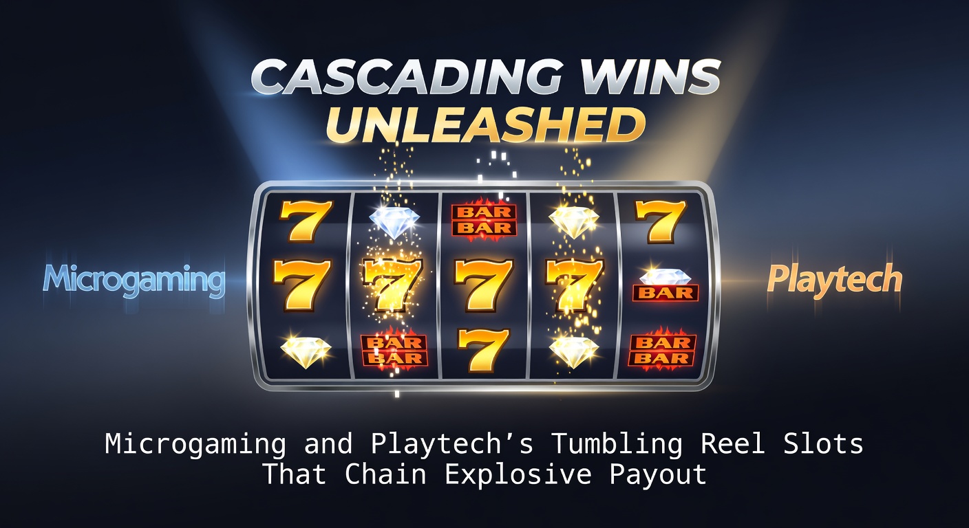 Voorbeeldscherm van een Playtech tumbling reel slot met multipliers die oplopen tijdens een keten van winsten