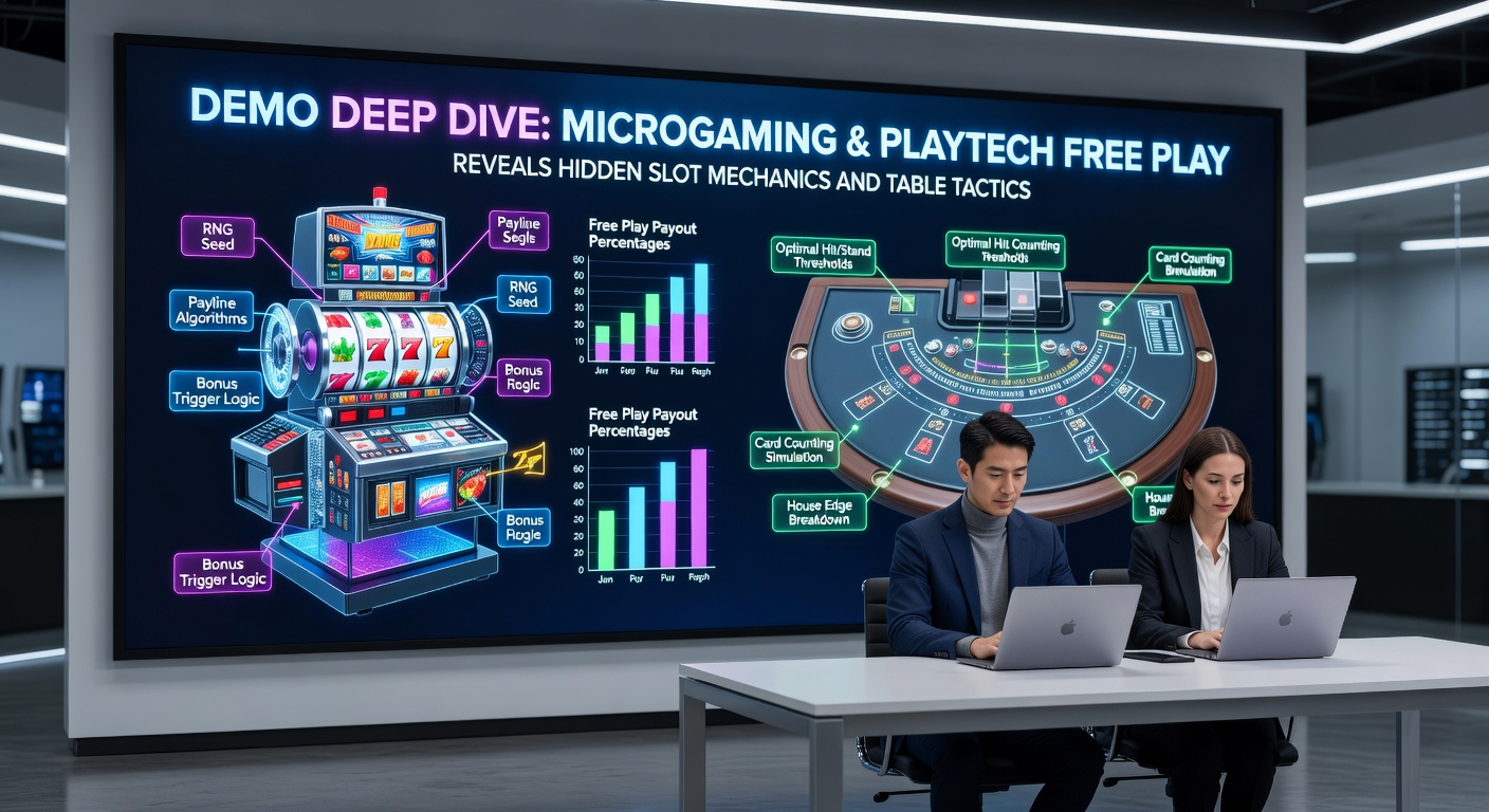 Schermafbeelding van een Microgaming demo-slot met actieve bonusfunctie en paytable details