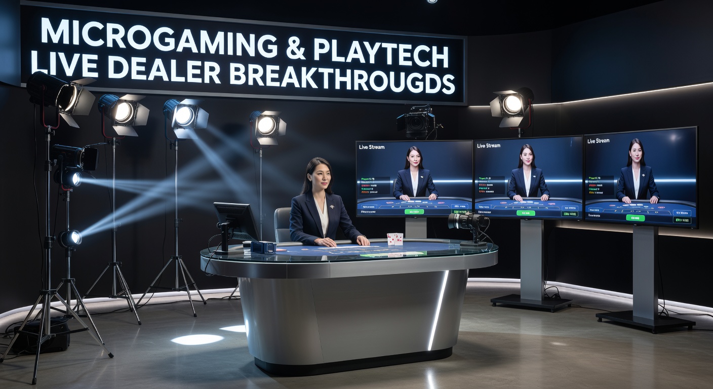 Live dealer blackjacktafel in een high-tech studio van Microgaming, met dealers en meerdere camera's in actie