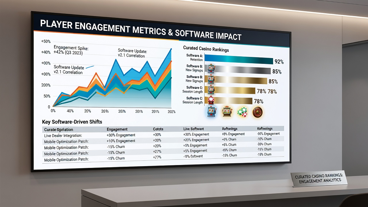Vergelijking van engagement data tussen verschillende gaming software in online casino ranglijsten