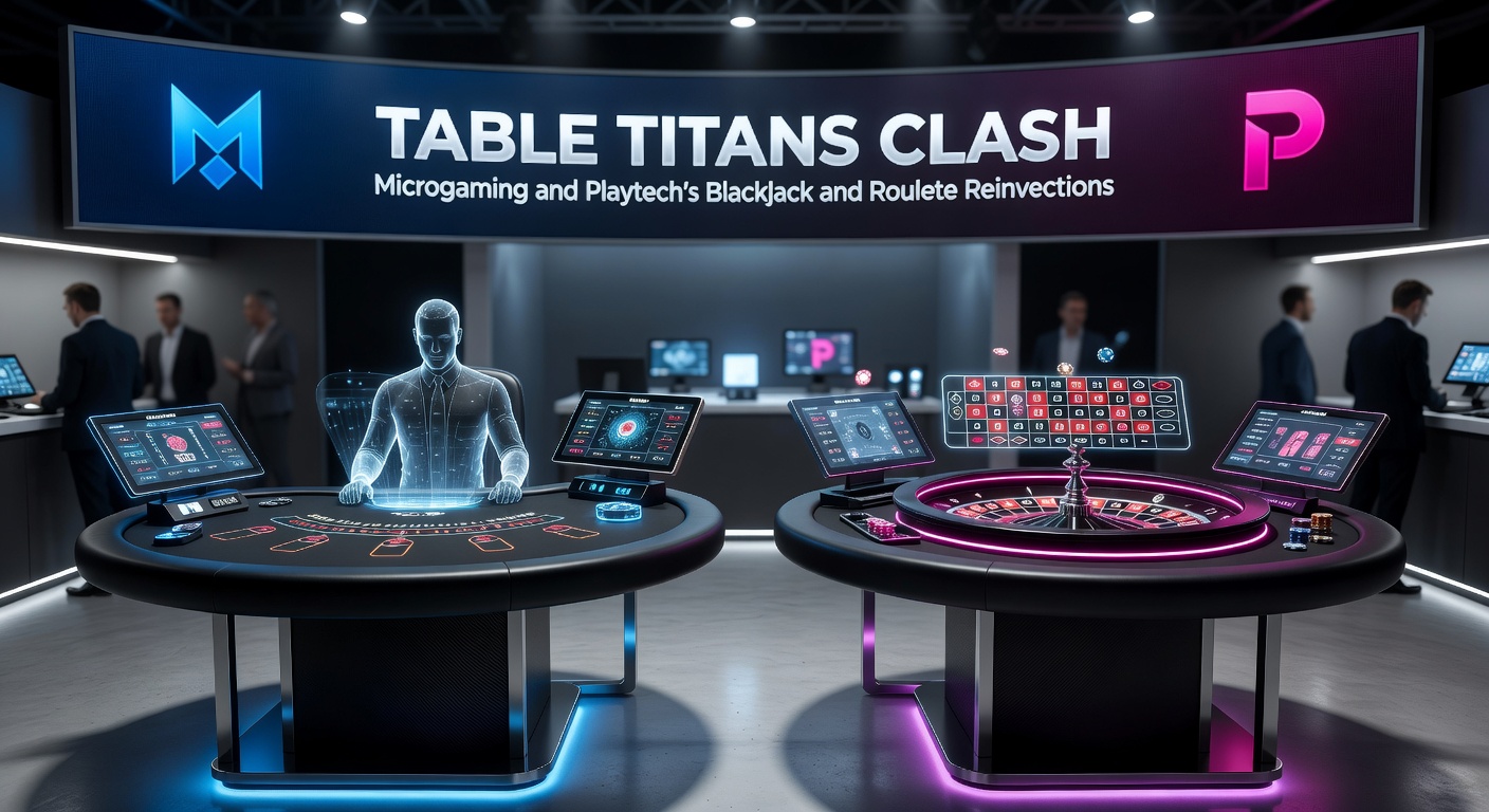 Vergelijkingsscherm van Playtech Quantum Roulette met hoge multipliers en Microgaming Infinite Blackjack interface
