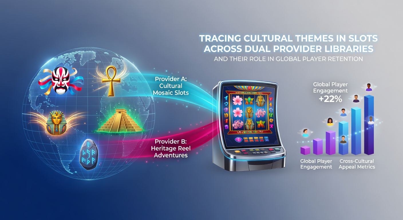 Illustratie van diverse culturele symbolen in digitale slotspellen met Aziatische, Europese en Afrikaanse motieven